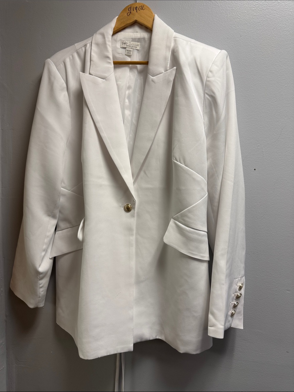 Cato White Single-Button Notched Lapel Blazer